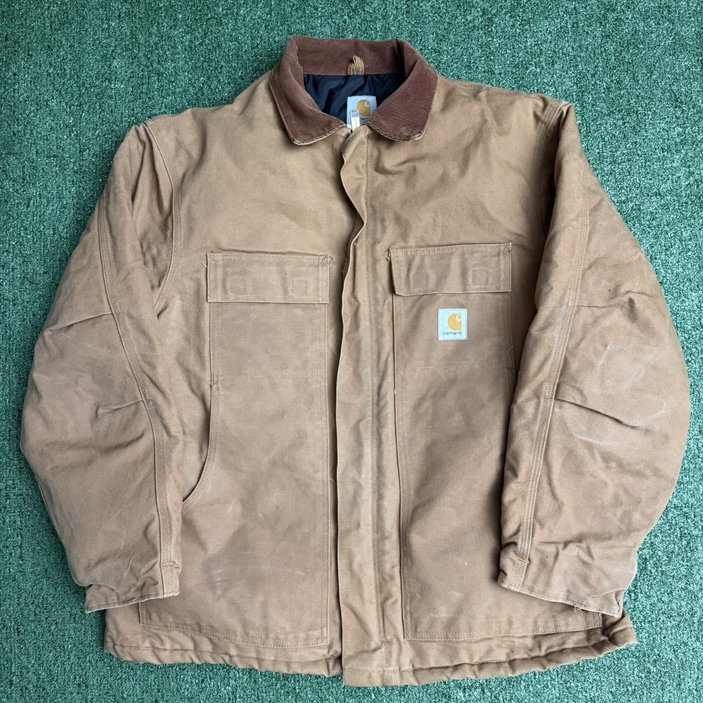 2003 Carhartt C03 BRN Duck Arctic Quilt Lined Detroit Coat Size 46 Made in USA